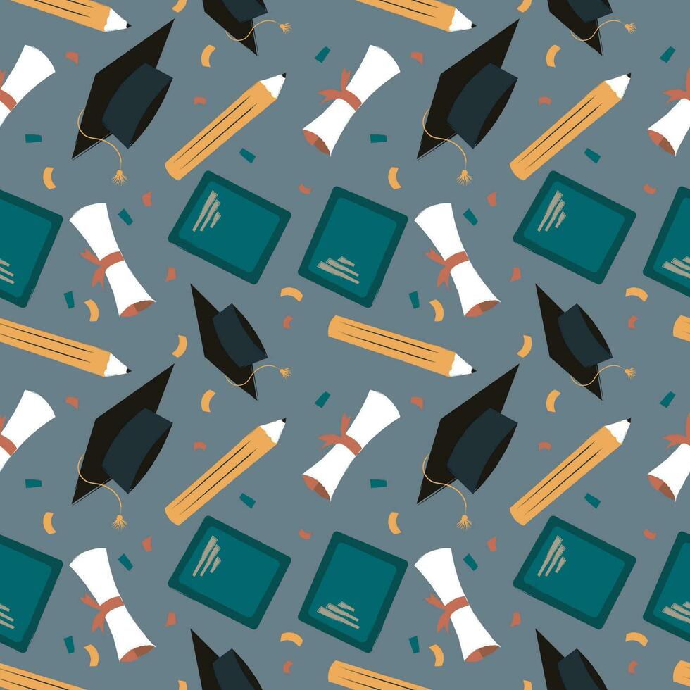 Hand drawn end of school seamless pattern. vector