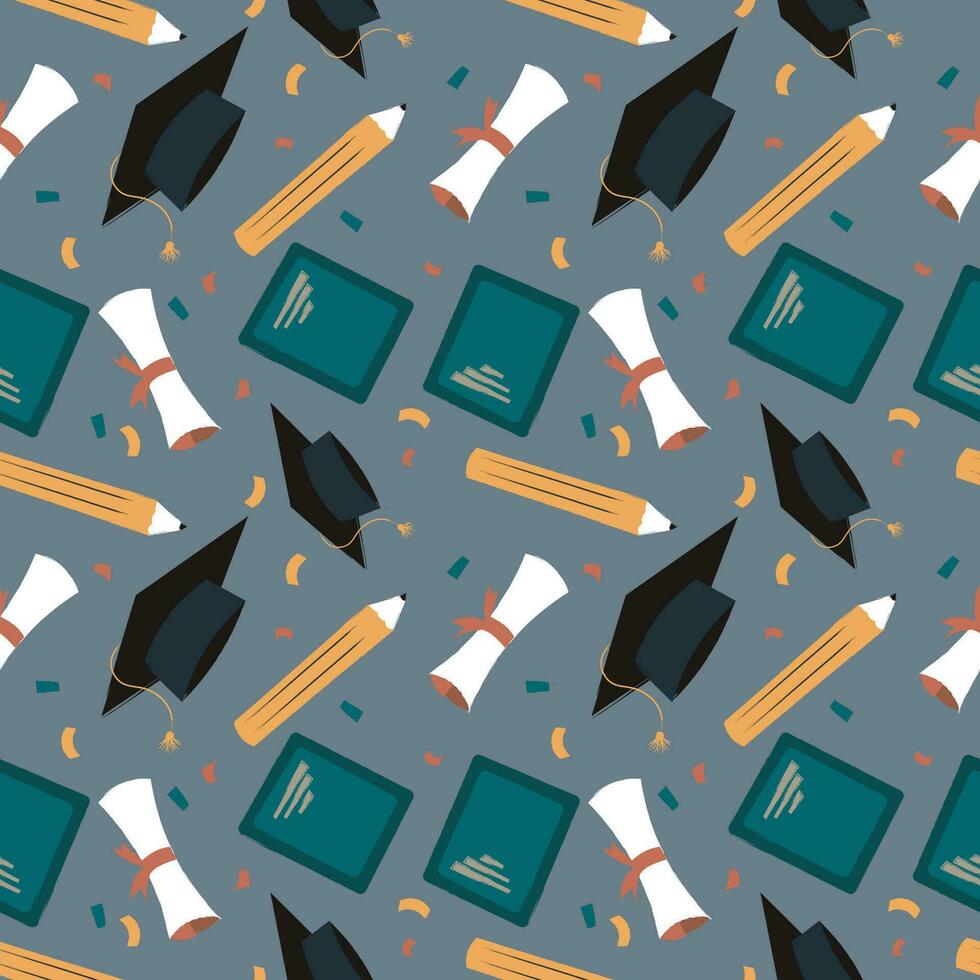 Hand drawn end of school seamless pattern. vector