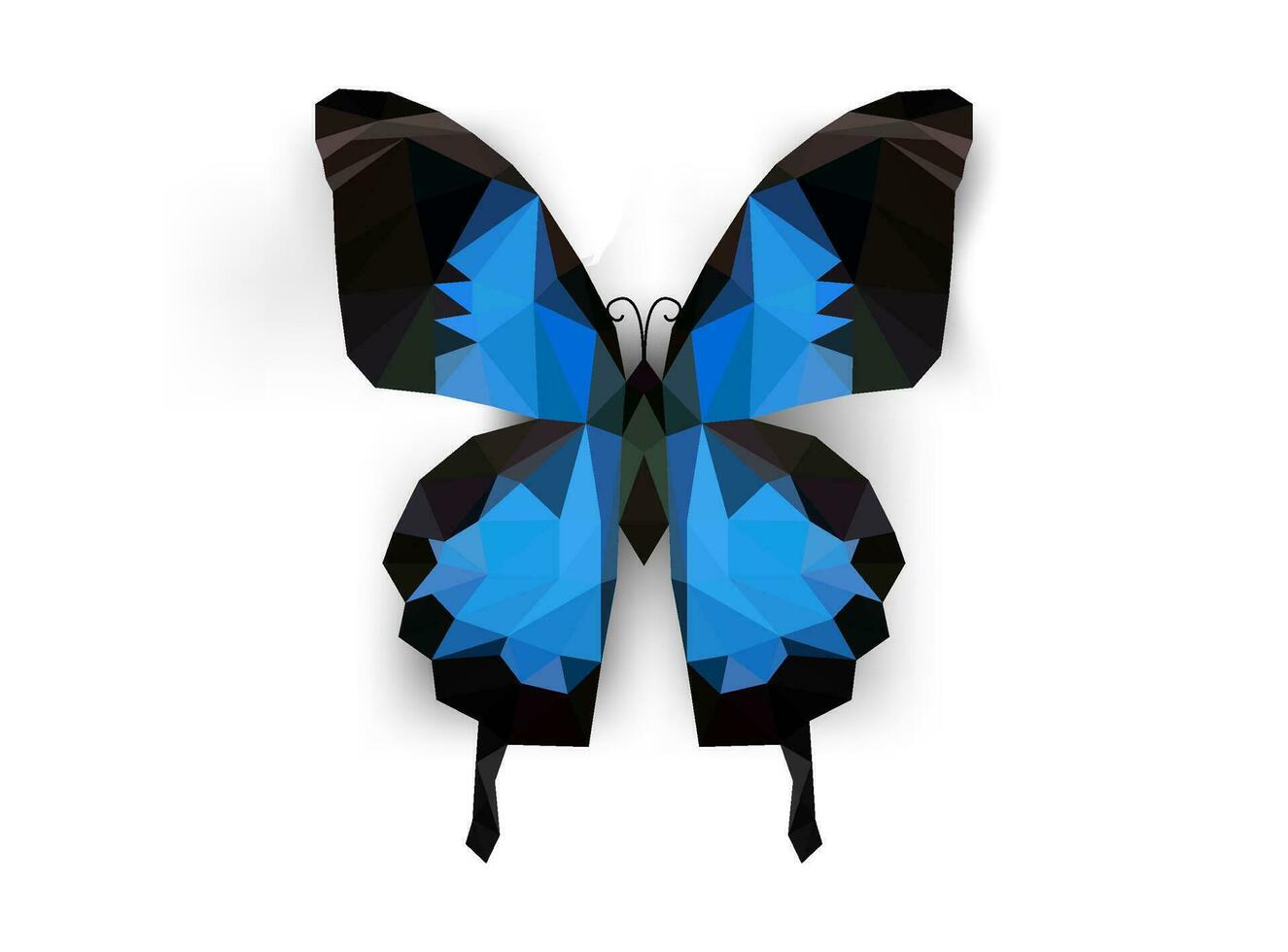 azul y negro color poligonal mariposa diseño vector