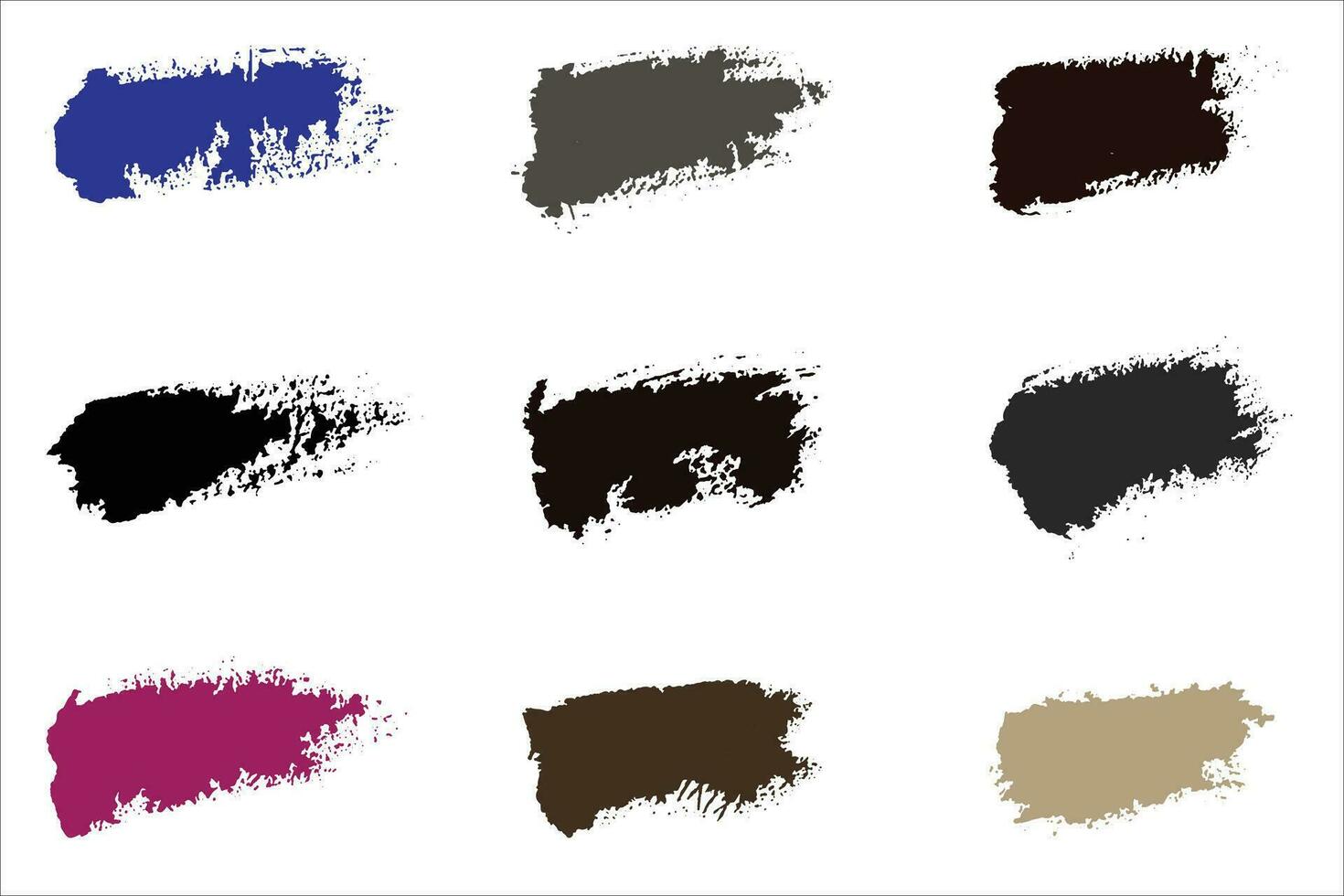 Colorful brush strokes, dirty brush effect, grungy brush stroke set vector