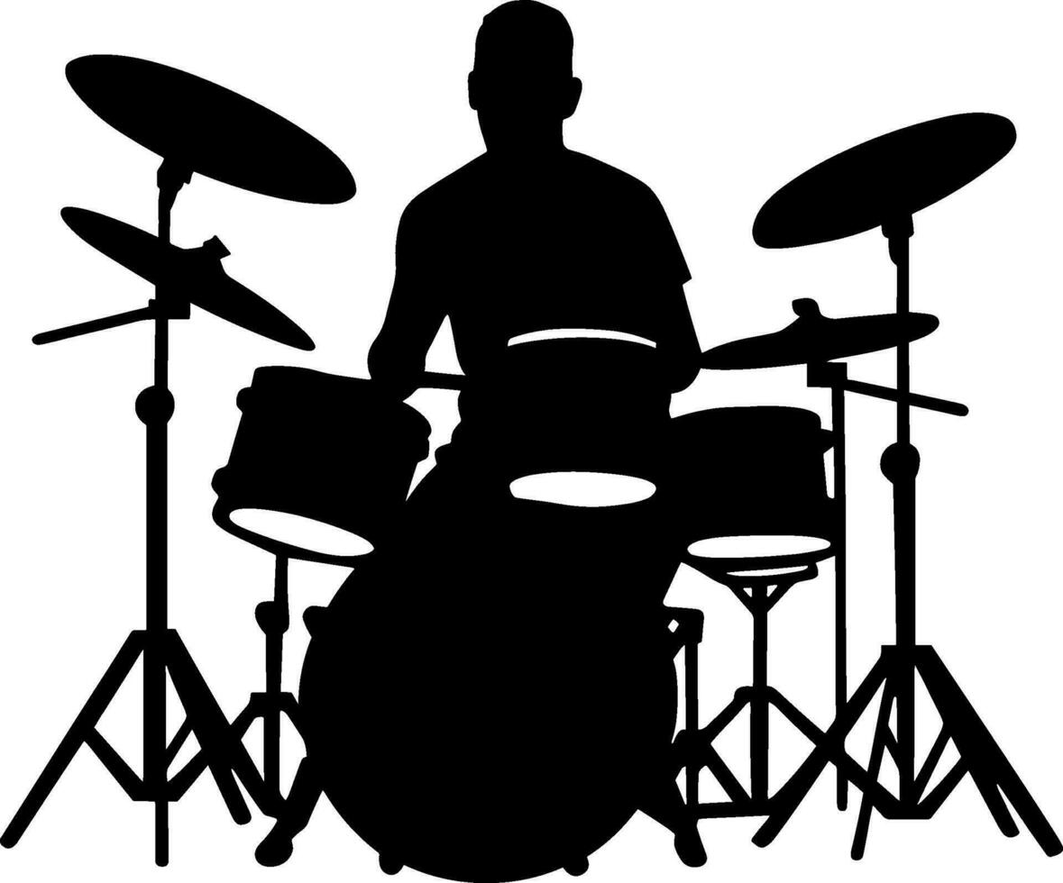 AI generated A drummer musician drumming drums in detailed silhouette. AI generated illustration. vector