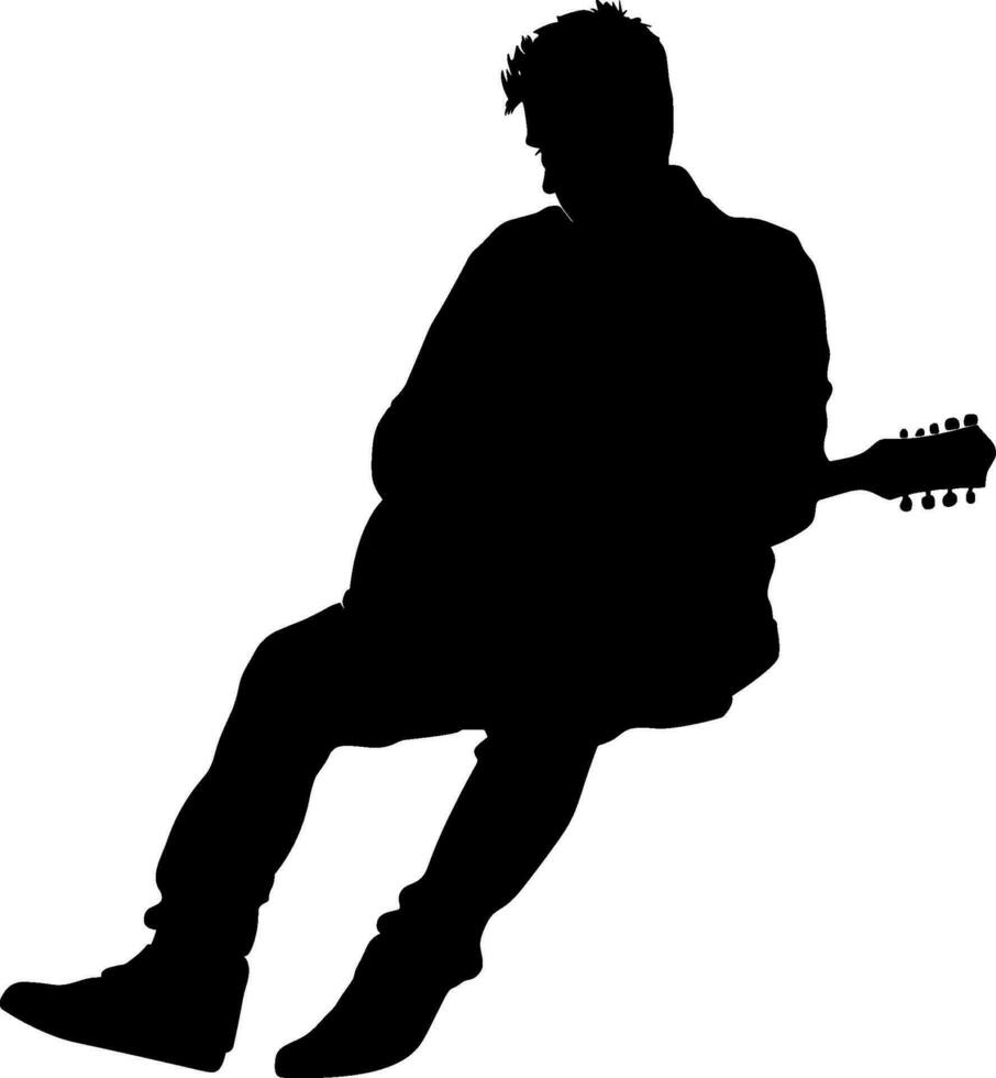 AI generated Silhouettes of musicians with guitar. Vector illustration. AI generated illustration.