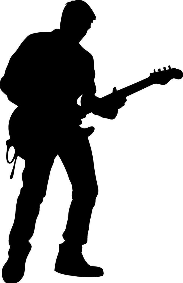 AI generated Silhouettes of musicians with guitar. Vector illustration. AI generated illustration.