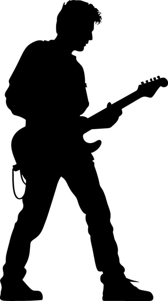 AI generated Silhouettes of musicians with guitar. Vector illustration. AI generated illustration.