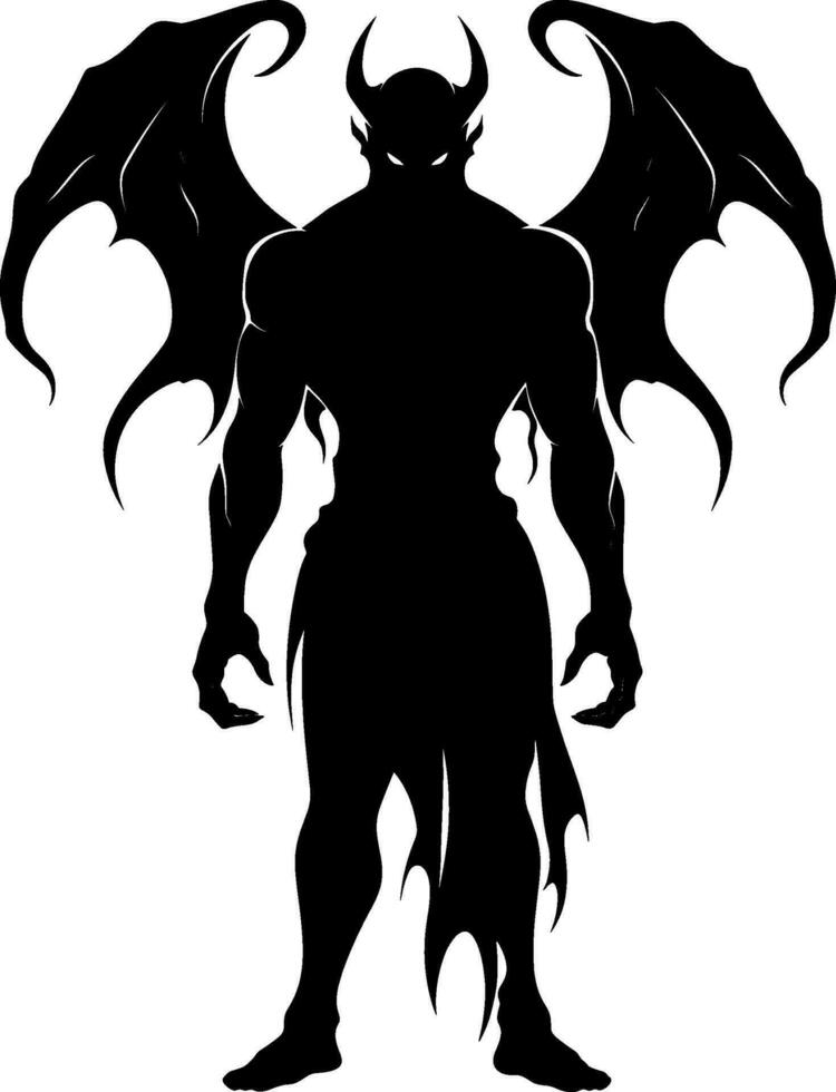 AI generated Silhouette bat devil in the human body. Men spirit with bat wing in different posture. Illustration about ghost and fantasy for Halloween theme. AI generated illustration. vector