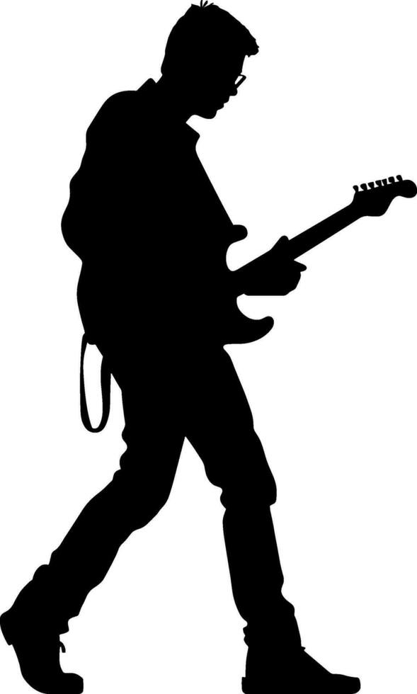 AI generated Silhouettes of musicians with guitar. Vector illustration. AI generated illustration.