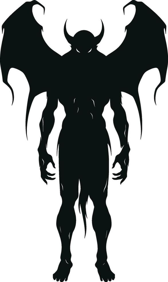 AI generated Silhouette bat devil in the human body. Men spirit with bat wing in different posture. Illustration about ghost and fantasy for Halloween theme. AI generated illustration. vector