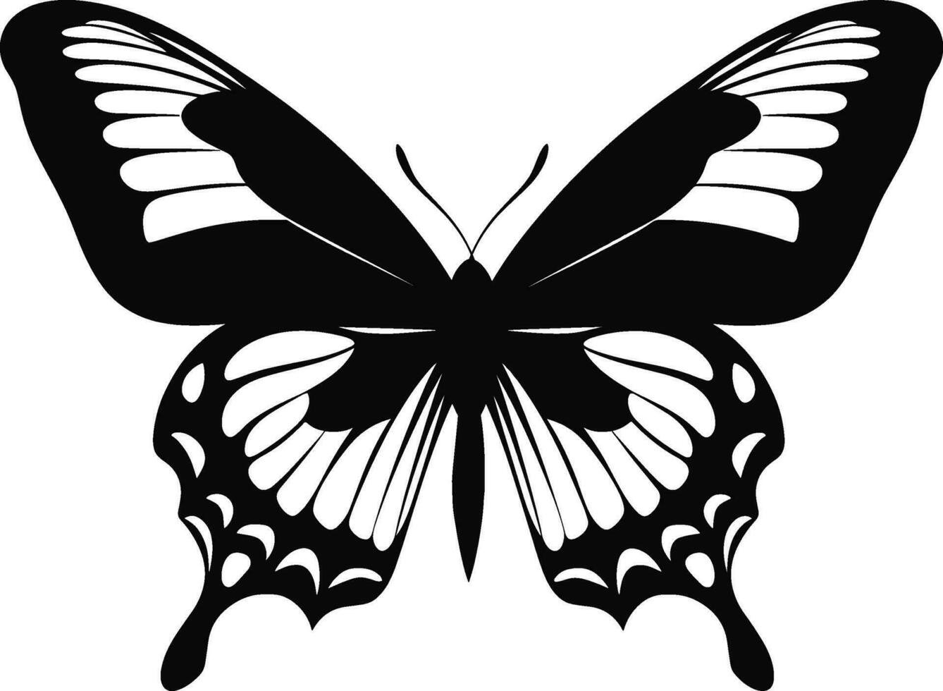 ai generado monarca mariposa silueta, lado vista. vector ilustración aislado en blanco antecedentes. ai generado ilustración.