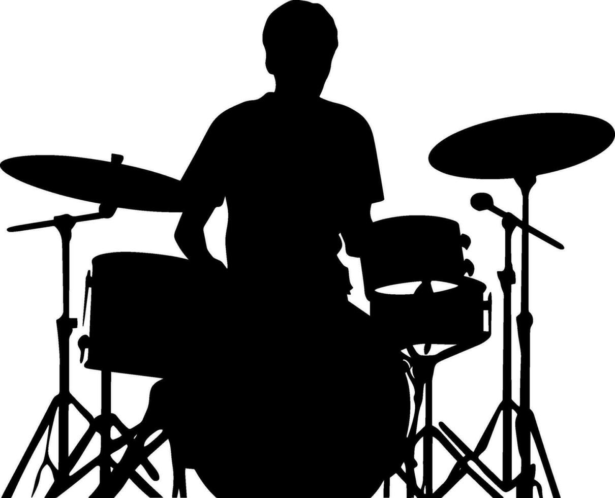 AI generated A drummer musician drumming drums in detailed silhouette. AI generated illustration. vector