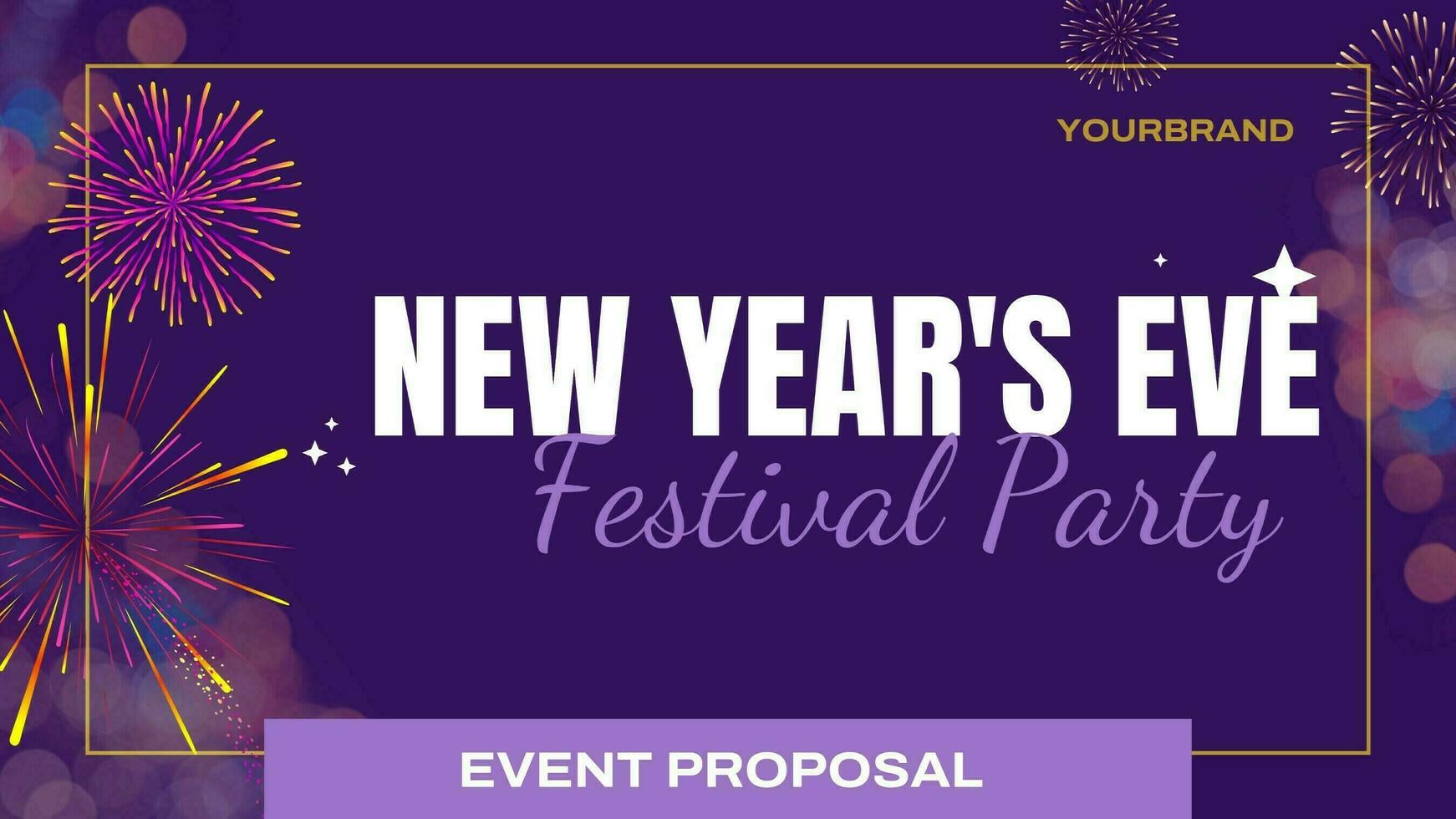 Purple Gold Firework Party New Year Event Proposal template