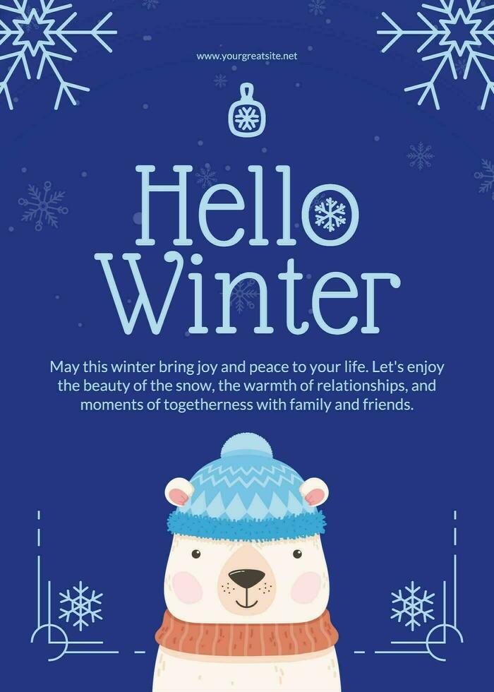 Hello Winter Greeting Card template