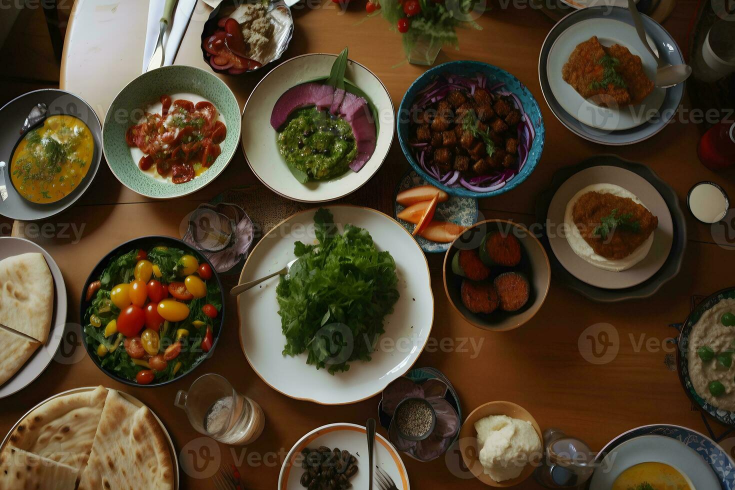 AI generated Table with Turkish national dishes. Neural network AI generated photo