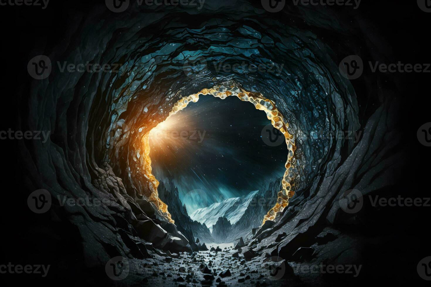 AI generated A magical tunnel leading into outer space. Neural network AI generated photo