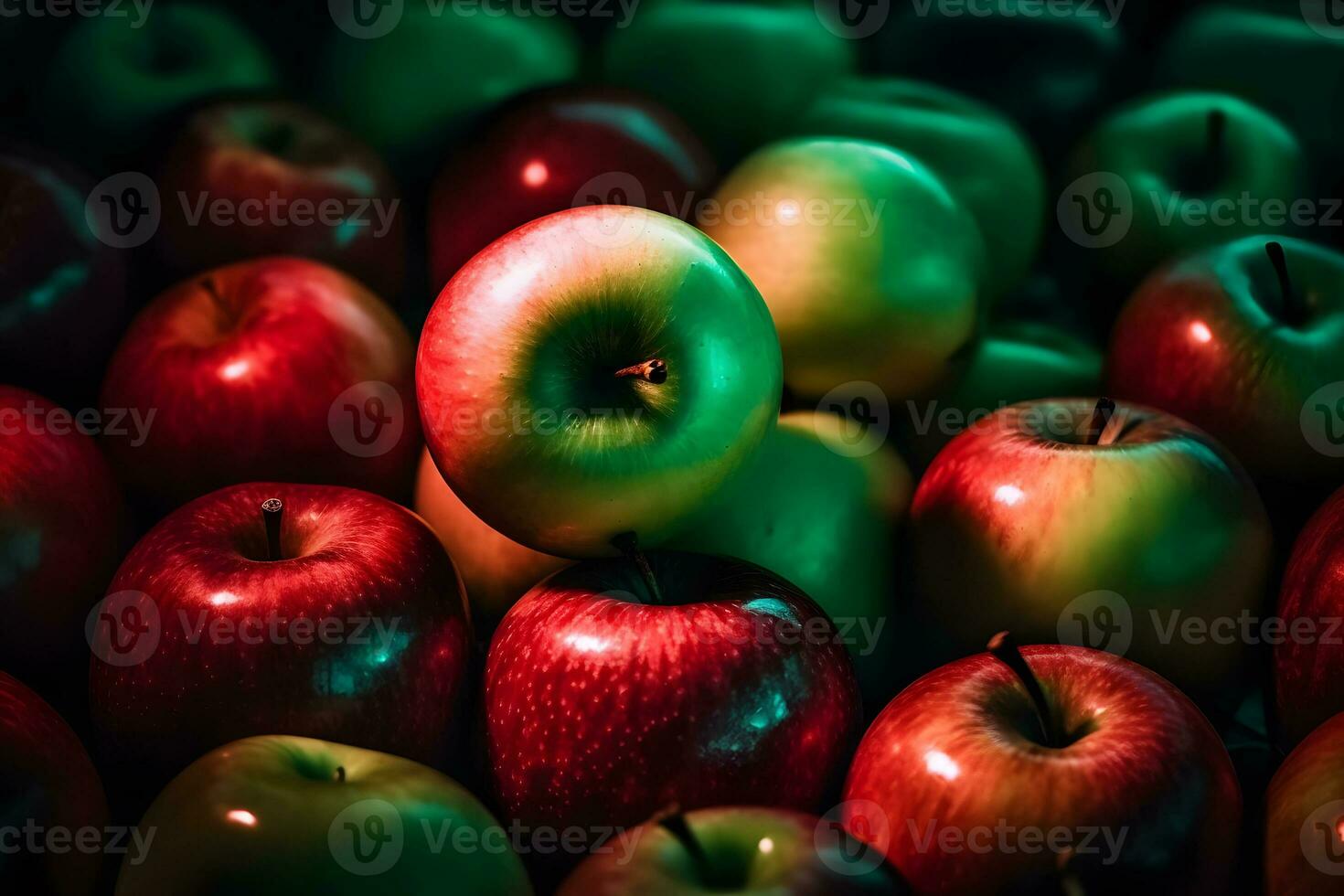AI generated Lots of green and red apples background. Neural network AI generated photo