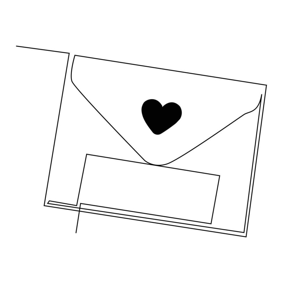 Love letter continuous single line outline vector art drawing and simple one line minimalist design