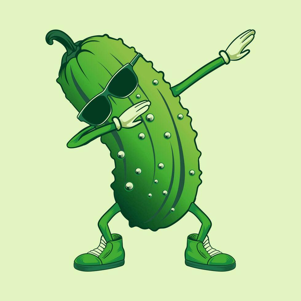 Dabbing dance pickle with sunglasses vector design