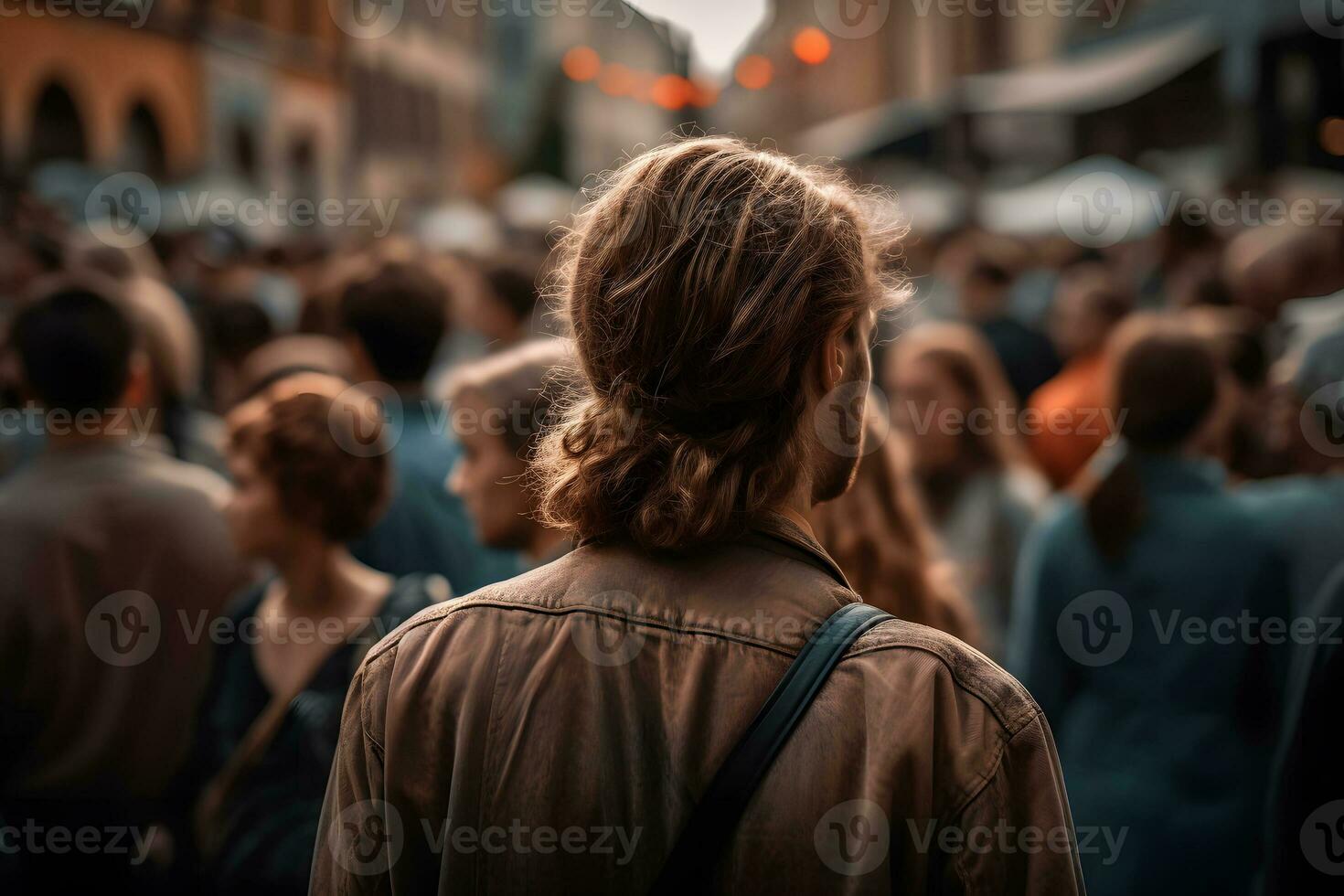 AI generated Man in the crowd. Neural network AI generated photo