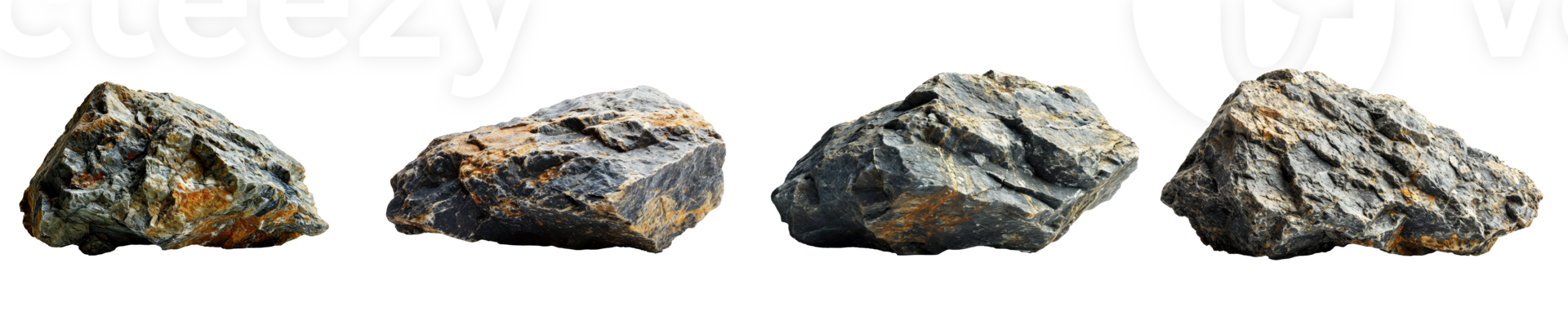 AI generated Set of Rock isolated on transparent background png