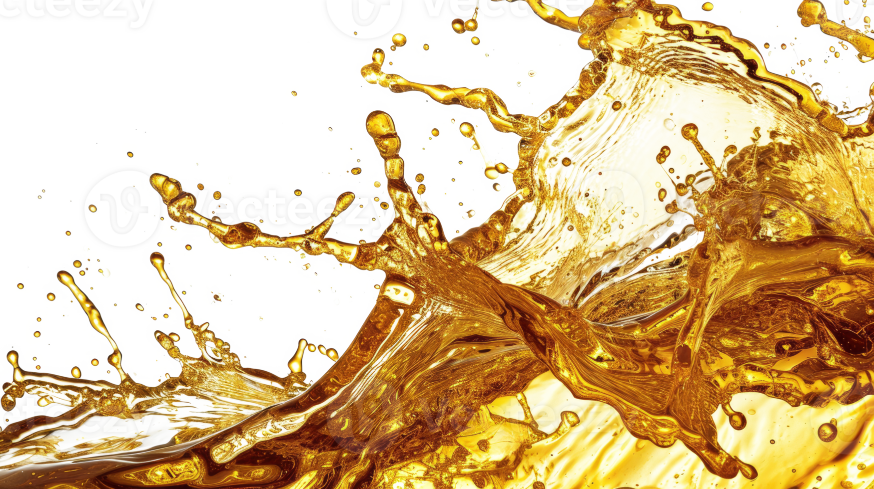 AI generated Golden oil splash cut out png