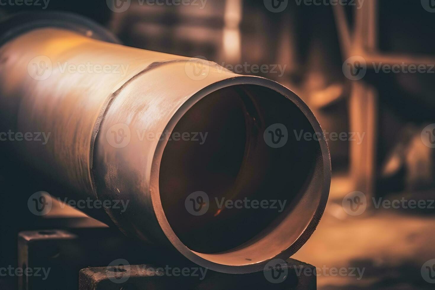 AI generated high quality Galvanized steel pipe or Aluminum and chrome stainless pipes in stack waiting for shipment in warehouse. Neural network AI generated photo