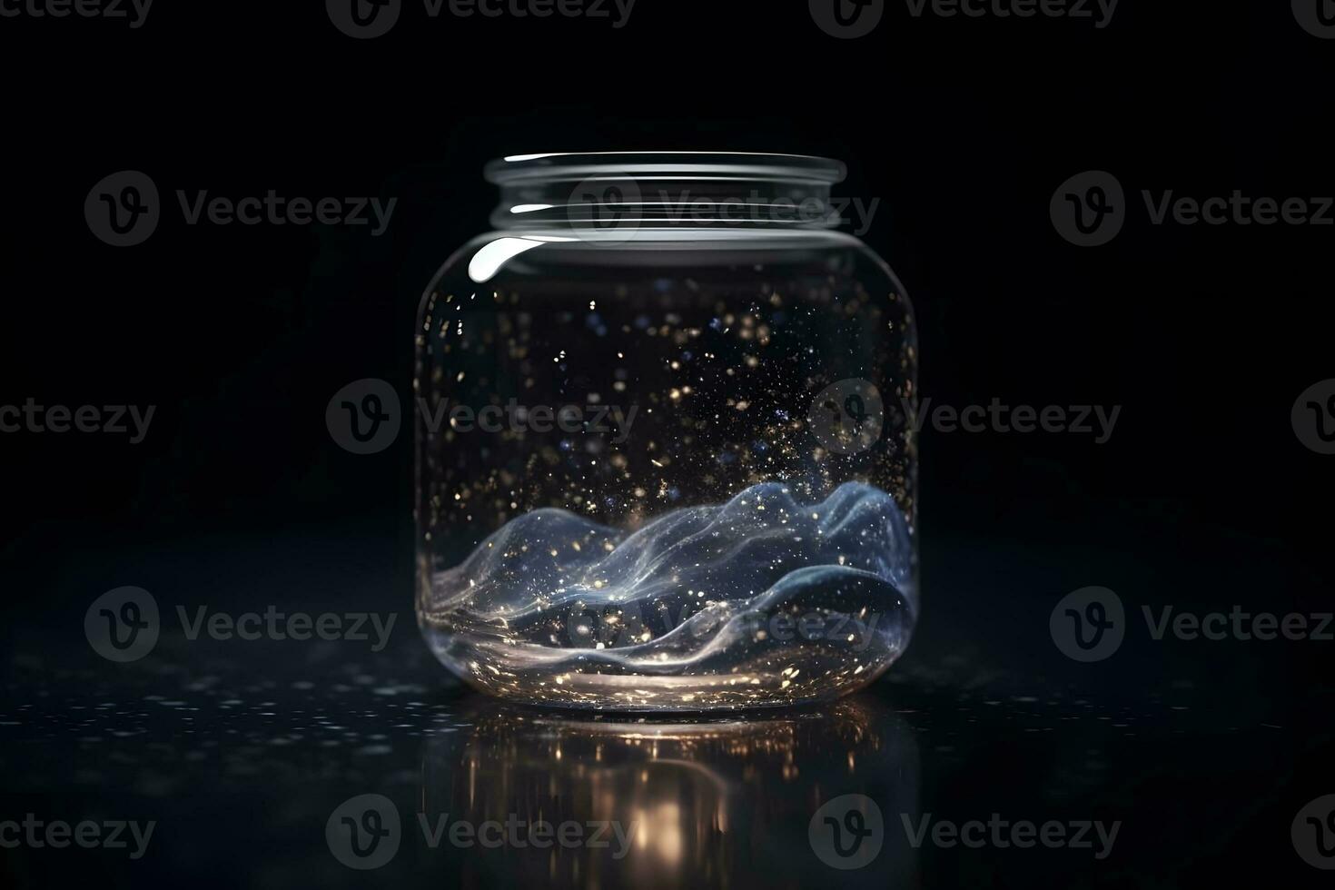 AI generated Space inside a glass jar. Neural network AI generated photo