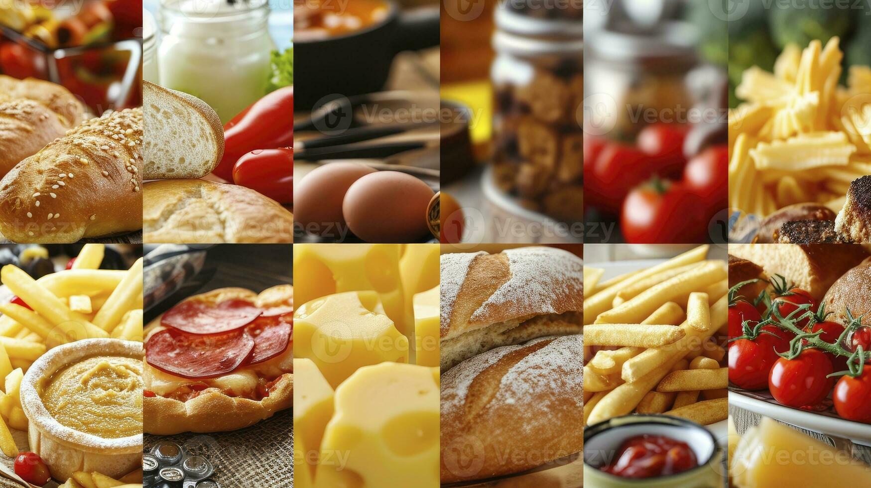 ai generado collage de comida productos foto