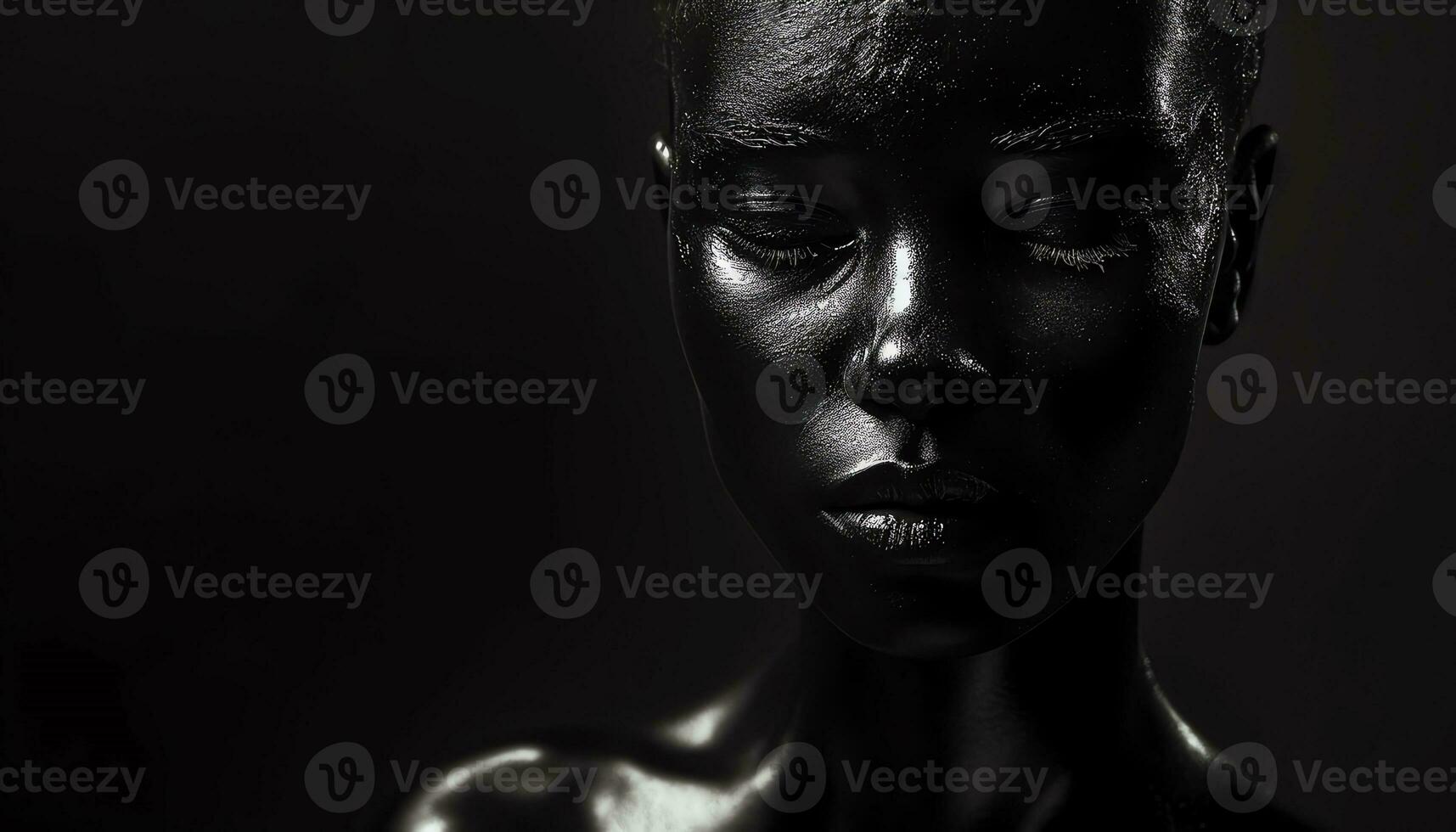 AI generated black and white photo of water droplets on a rock