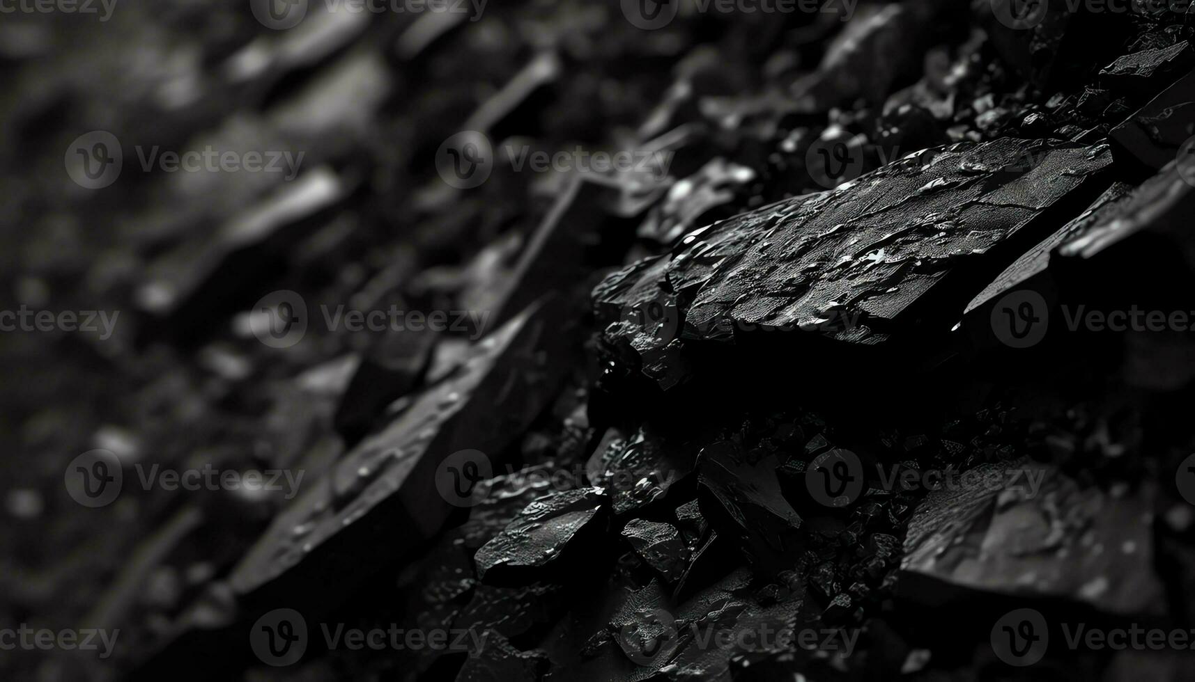 ai generado negro y blanco foto de agua gotas en un rock