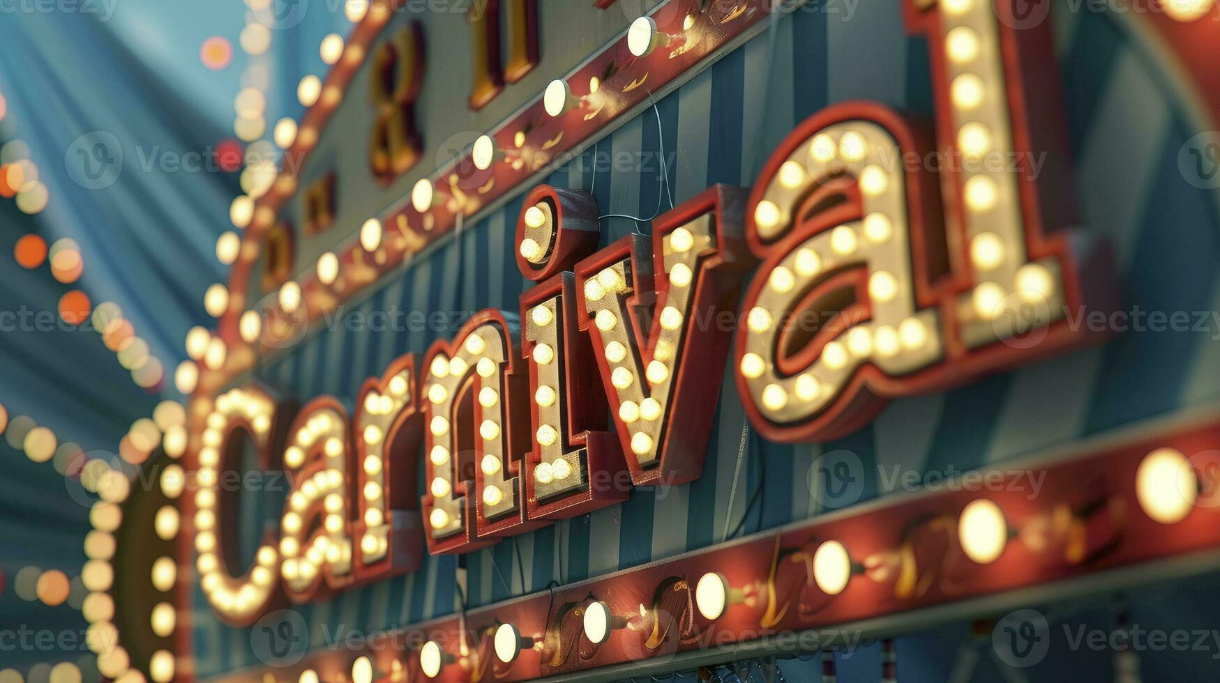 AI generated Carnival label with lights in portuguese 3d render realistic photo