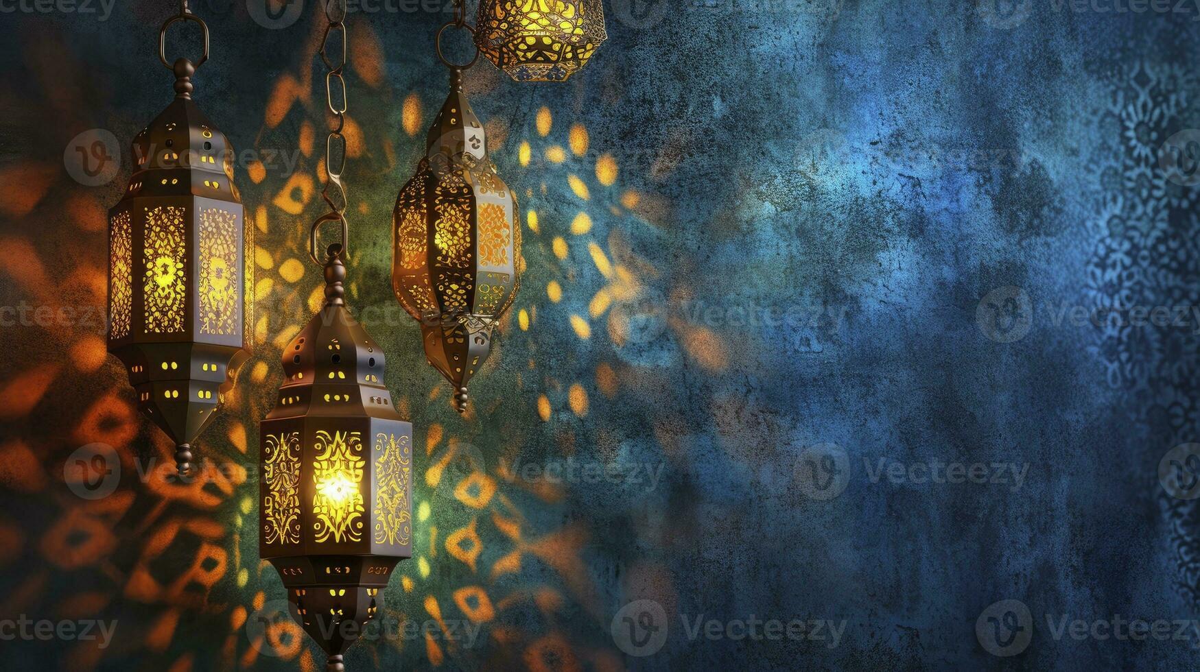 AI generated Ramadan kareem islamic greeting card background photo