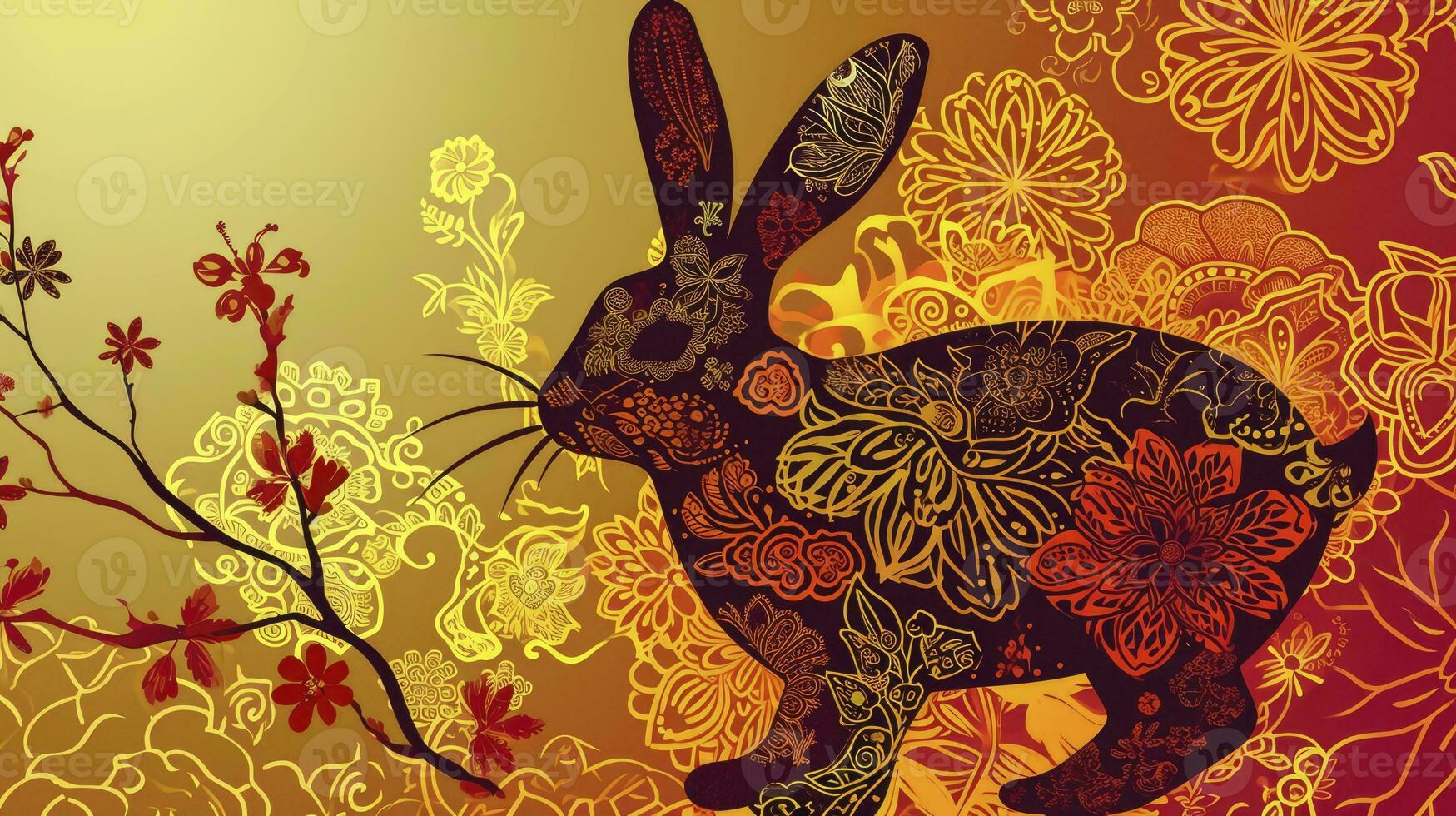 AI generated Chinese new year 2024 year of the rabbit Chinese zodiac