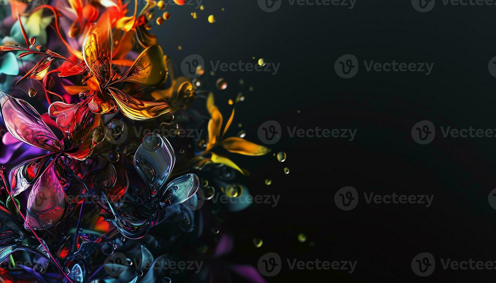 AI generated black background with water drops on it photo