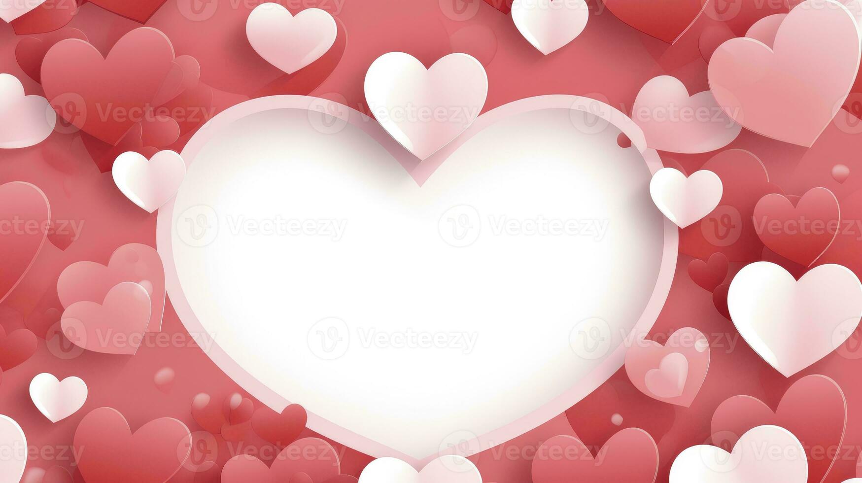 AI generated Valentines day frame with hearts on a pink background, and a paper background photo