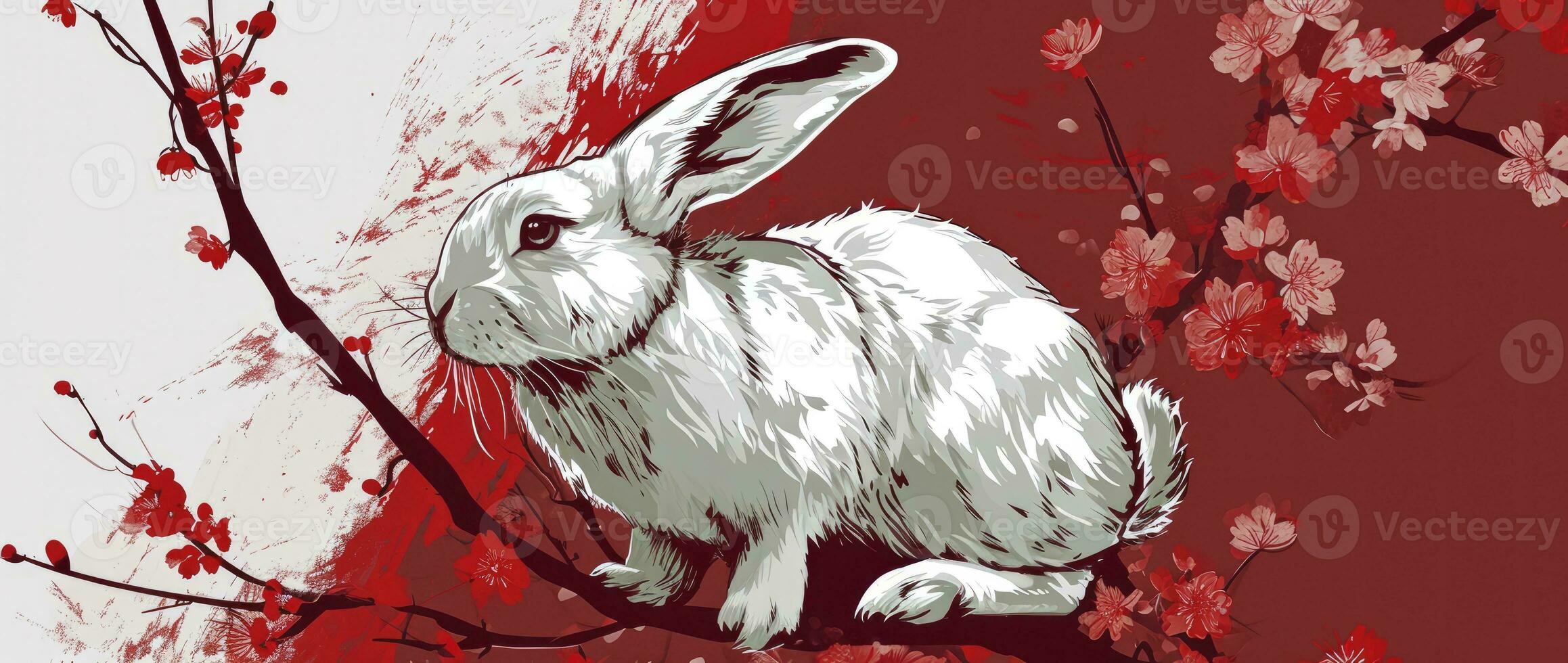 AI generated The new year 2024 chinese rabbit chinese new year. photo