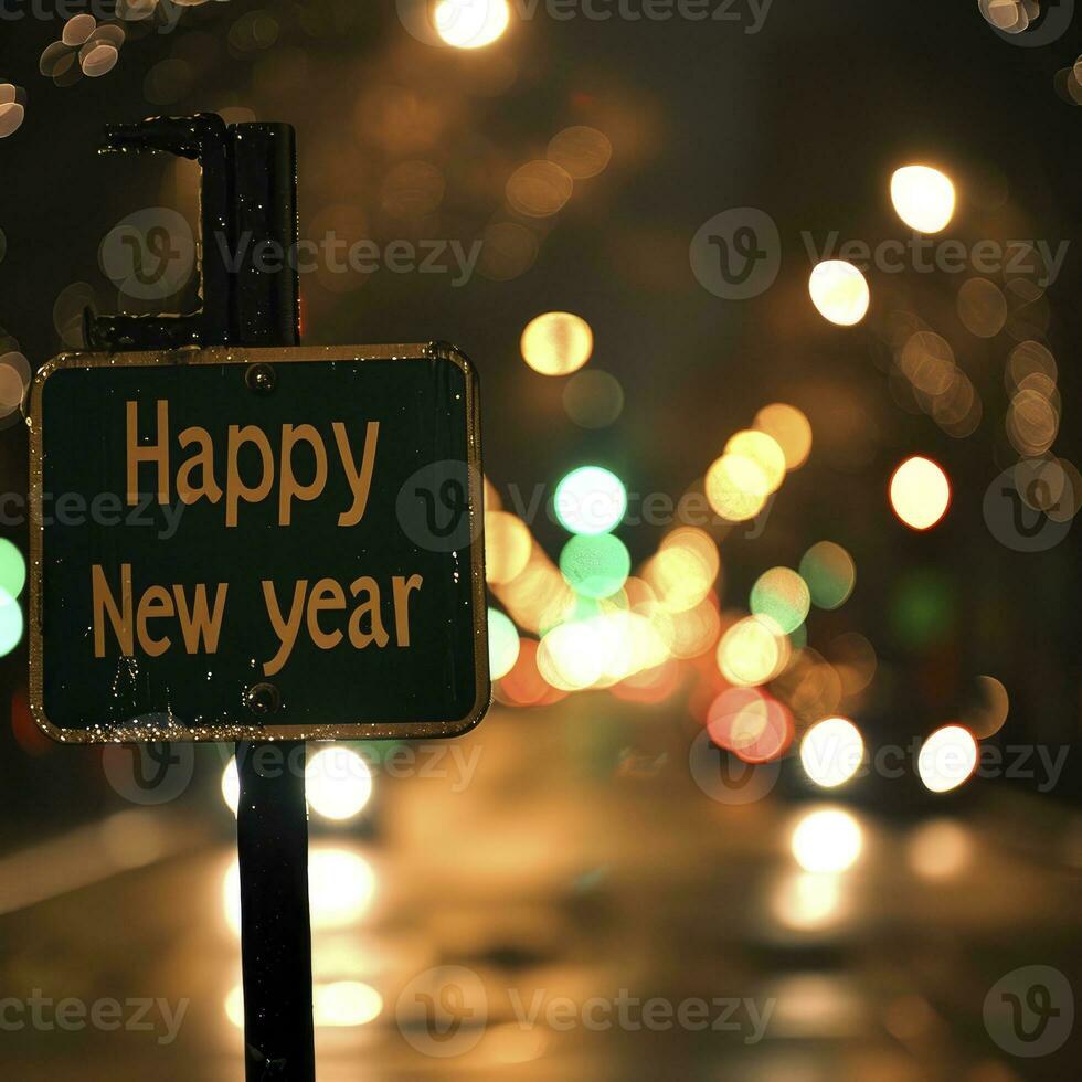 AI generated A street sign with the text Happy New Year photo