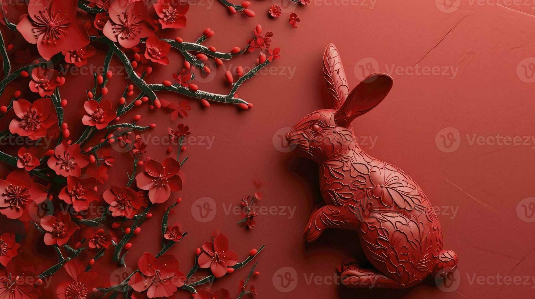 AI generated Chinese New Year 2024 year of the rabbit Chinese zodiac