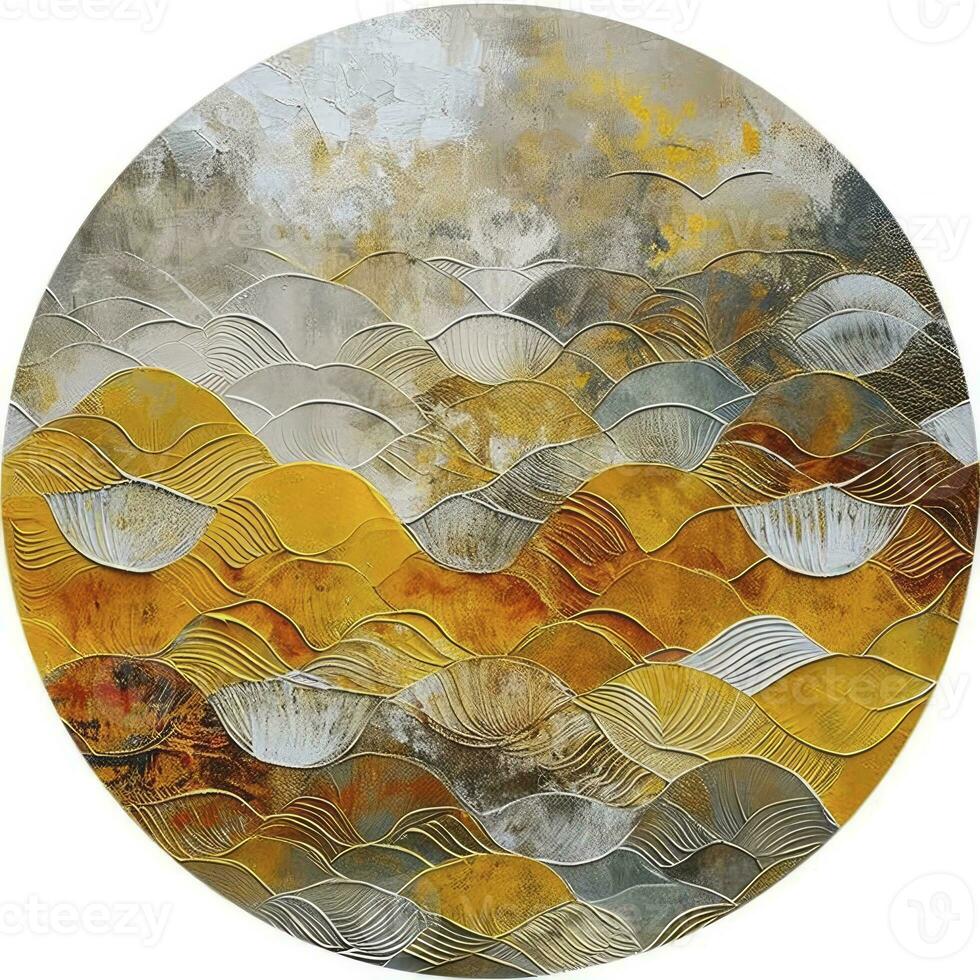 AI generated A circular design that is subtle wavy yellow orange scales. photo