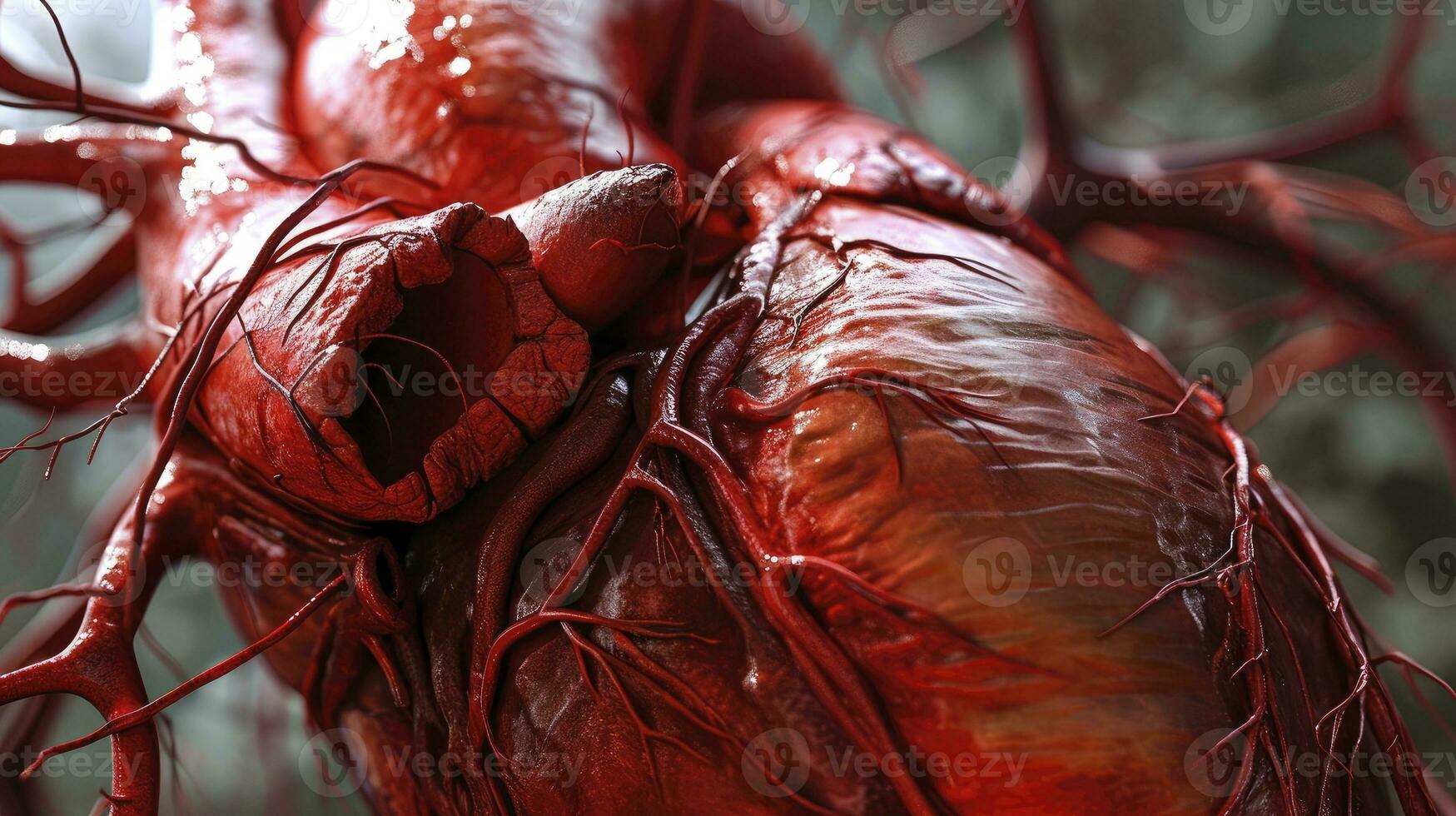 AI generated Heart human real veins anatomy for background photo