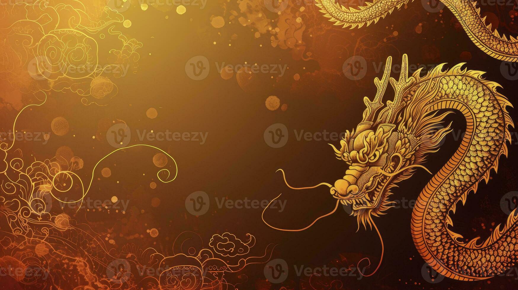 AI generated Chinese holiday background with dragon photo