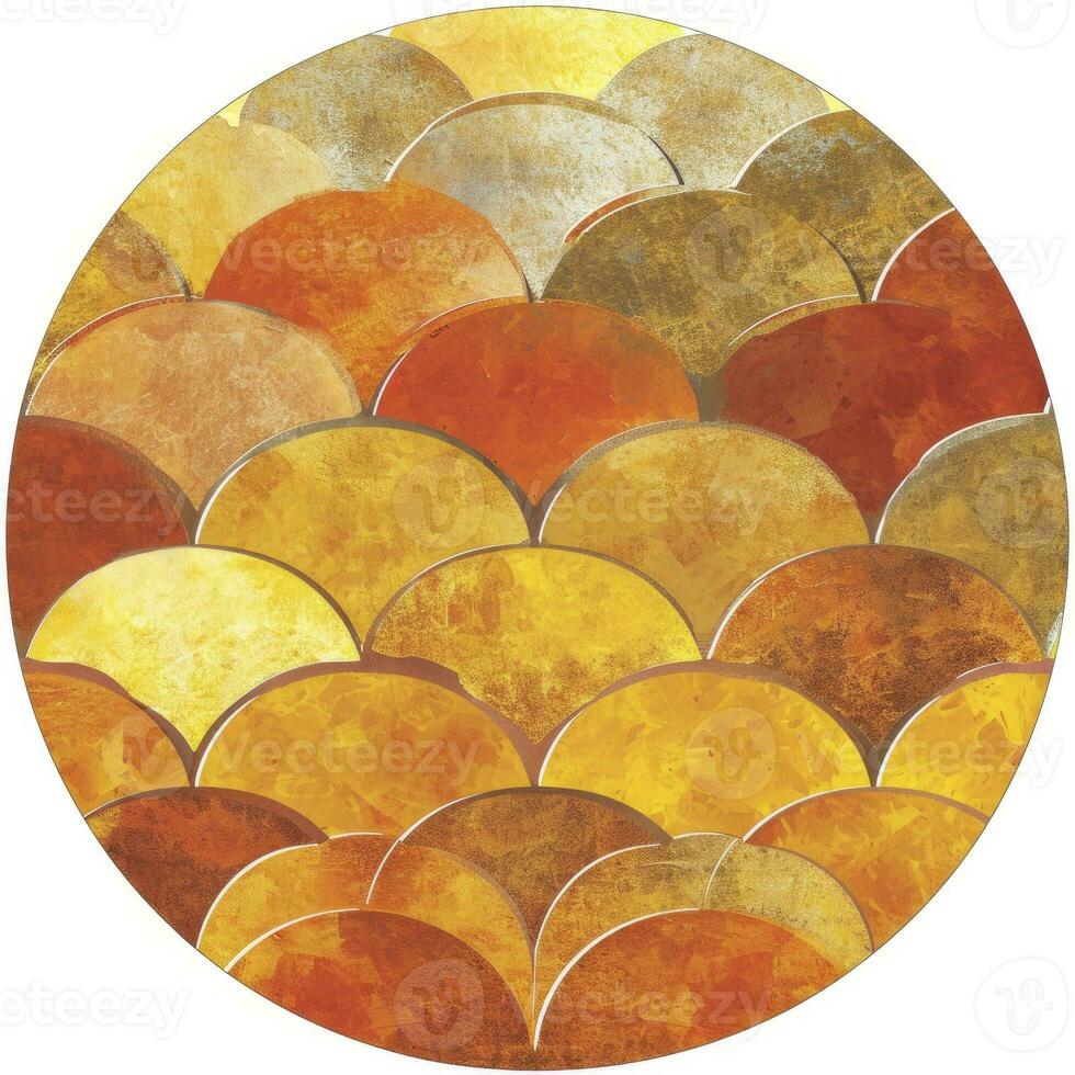 AI generated A circular design that is subtle wavy yellow orange scales. photo