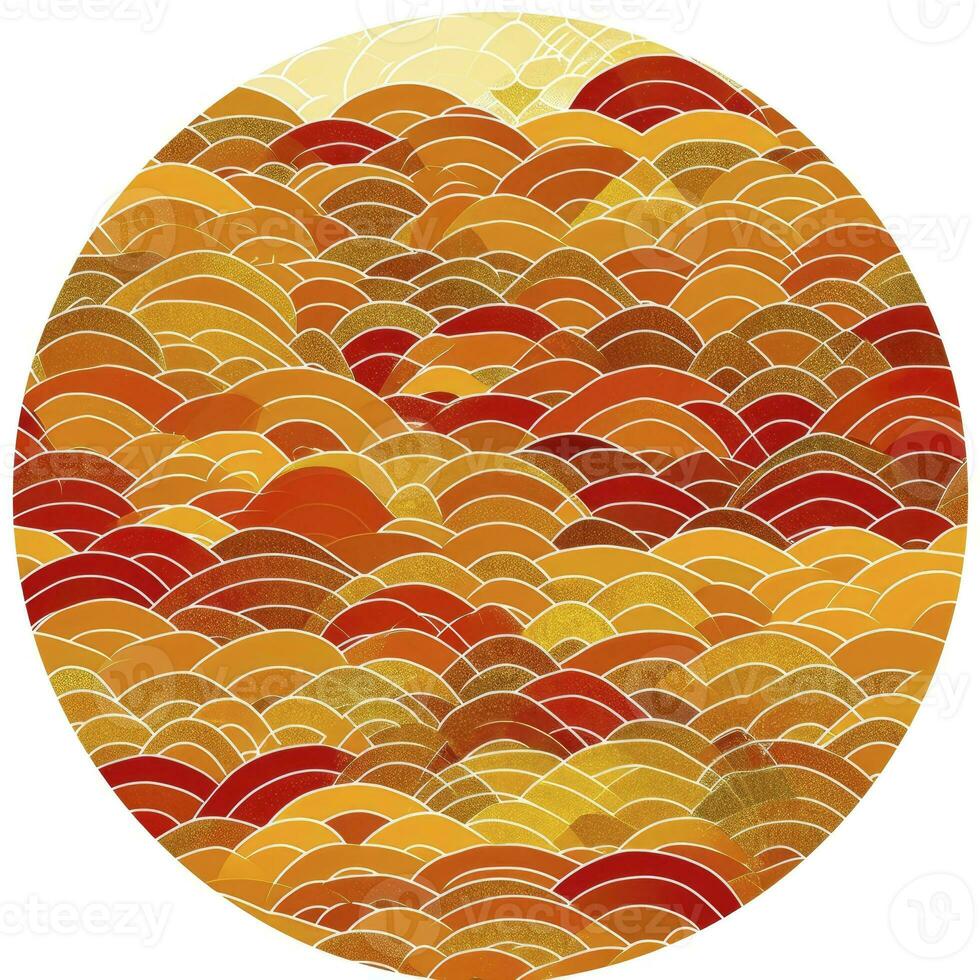 AI generated A circular design that is subtle wavy yellow orange scales. photo