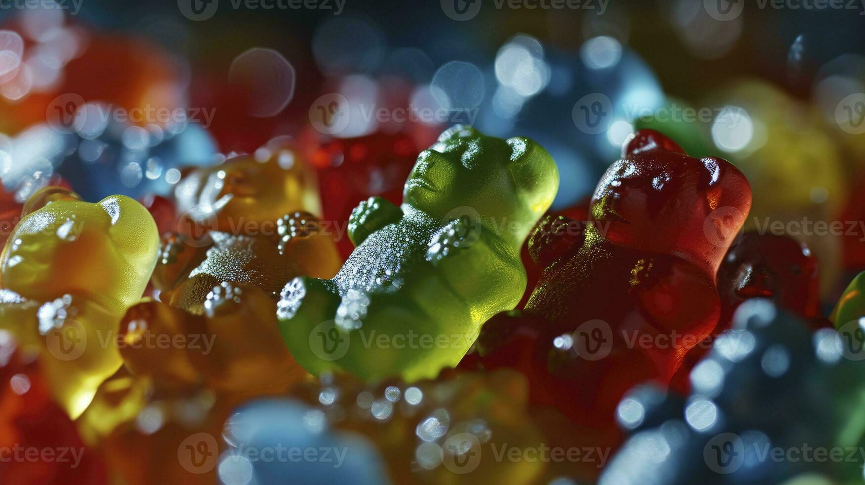 AI generated Vitamins for children, jelly gummy bears candy photo