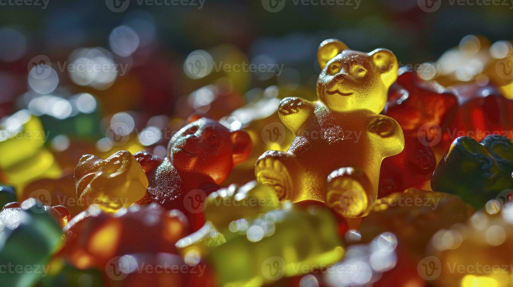 AI generated Vitamins for children, jelly gummy bears candy photo