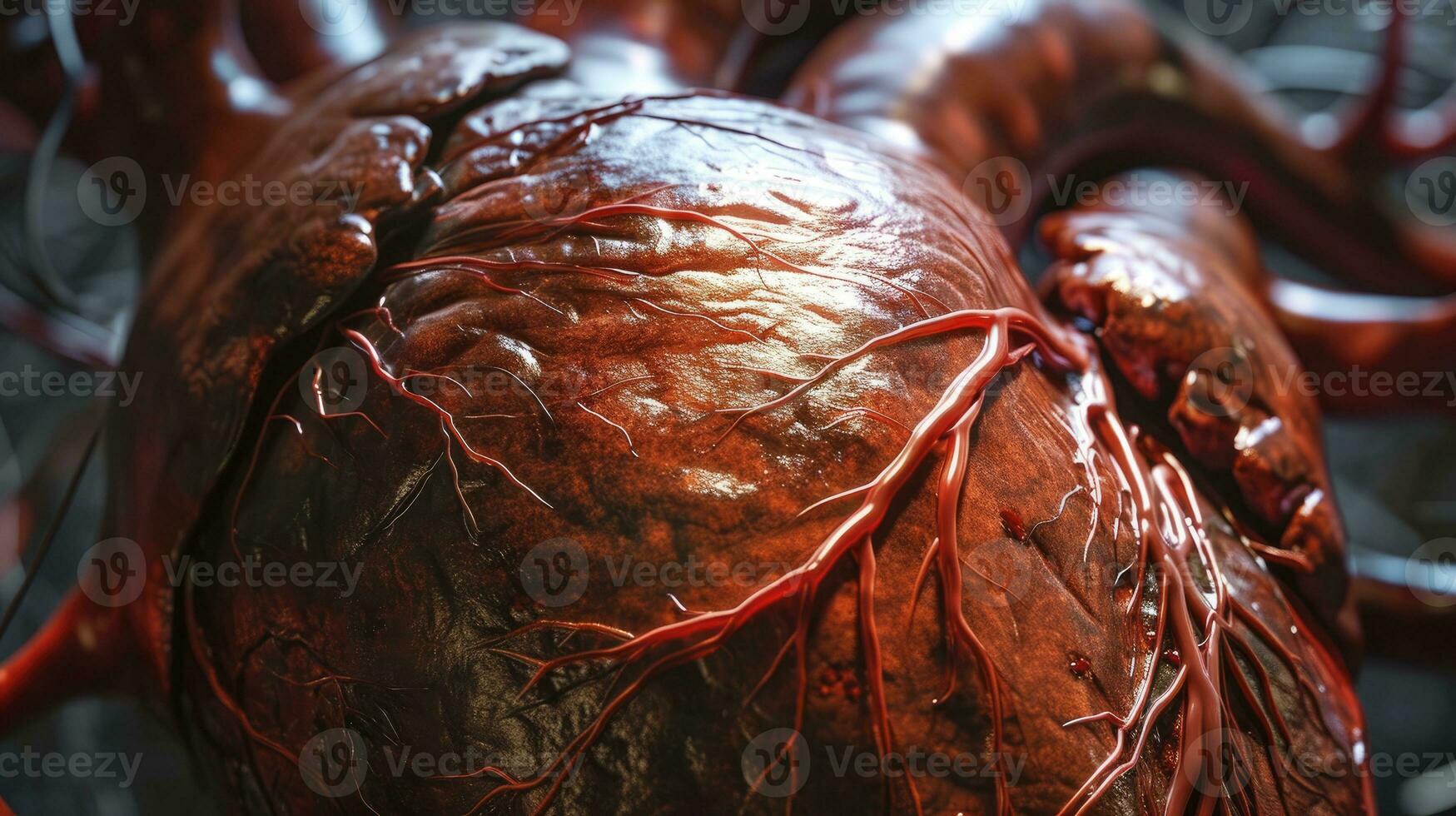 ai generado corazón humano real las venas anatomía para antecedentes foto
