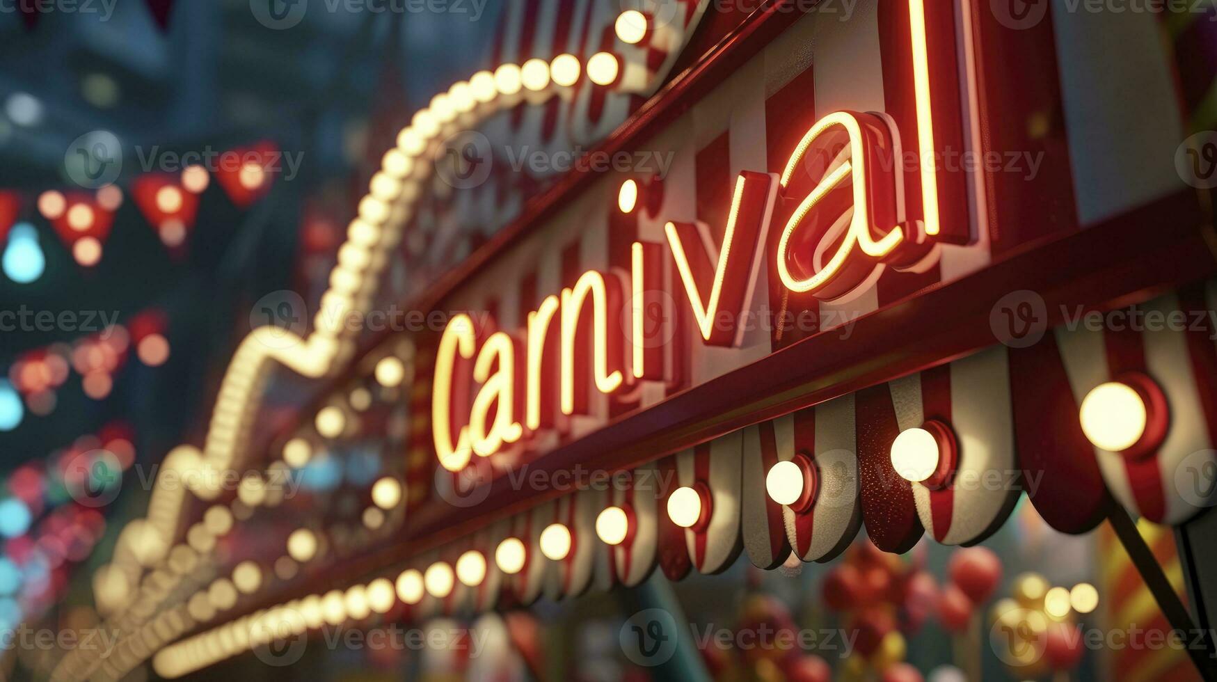 AI generated Carnival label with lights in portuguese 3d render realistic photo