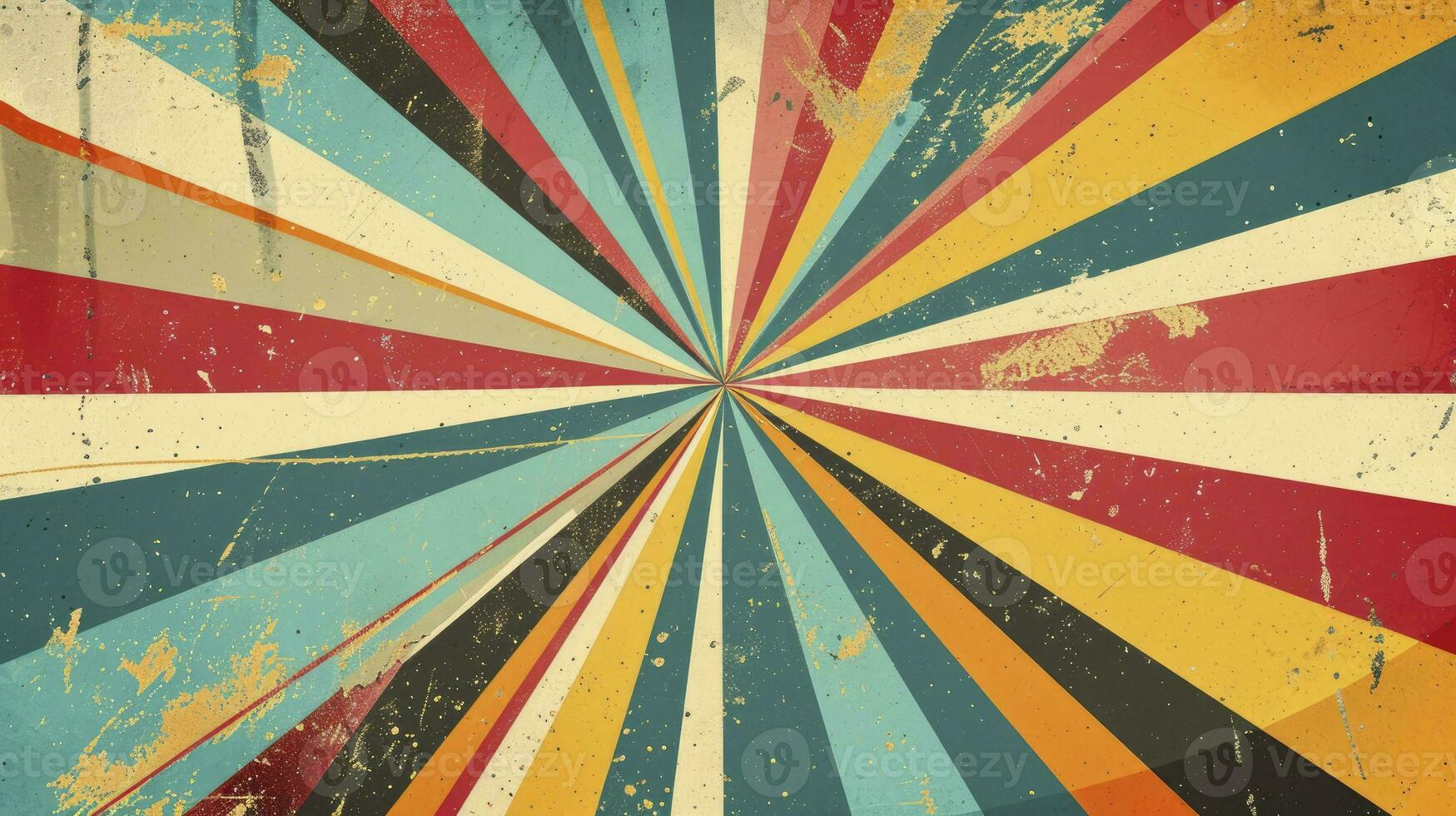 AI generated Colourful grunge retro burst. Vintage summer, circus and carnival background. photo