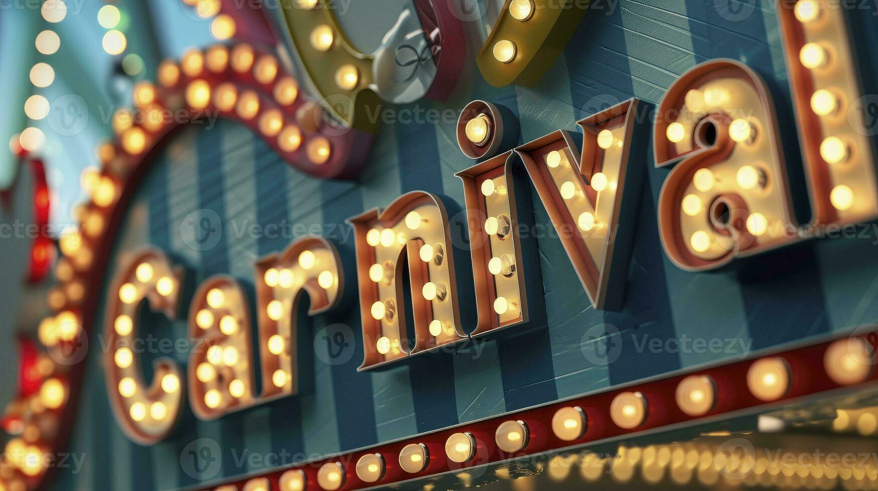AI generated Carnival label with lights in portuguese 3d render realistic photo