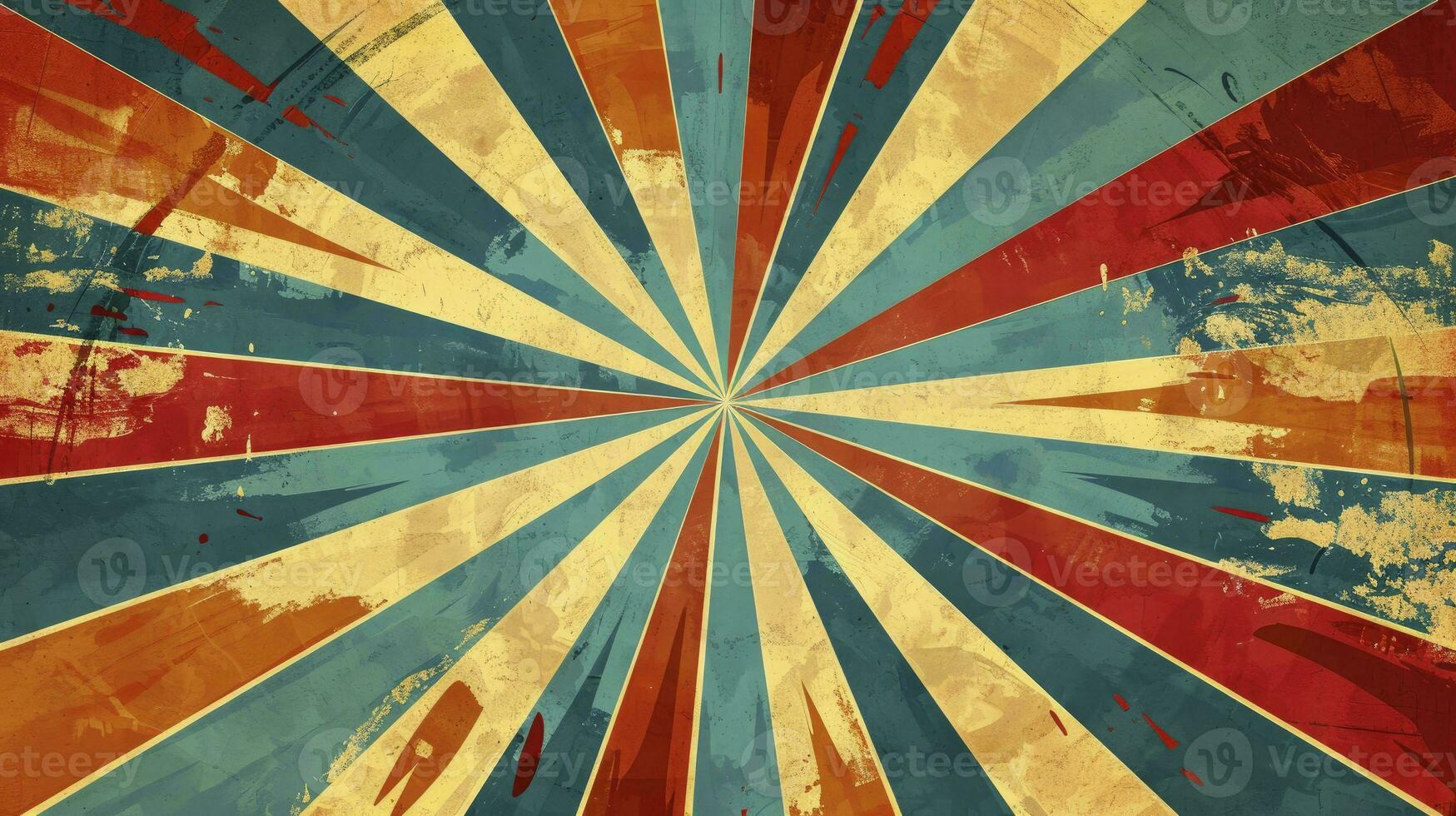 AI generated Colourful grunge retro burst. Vintage summer, circus and carnival background. photo