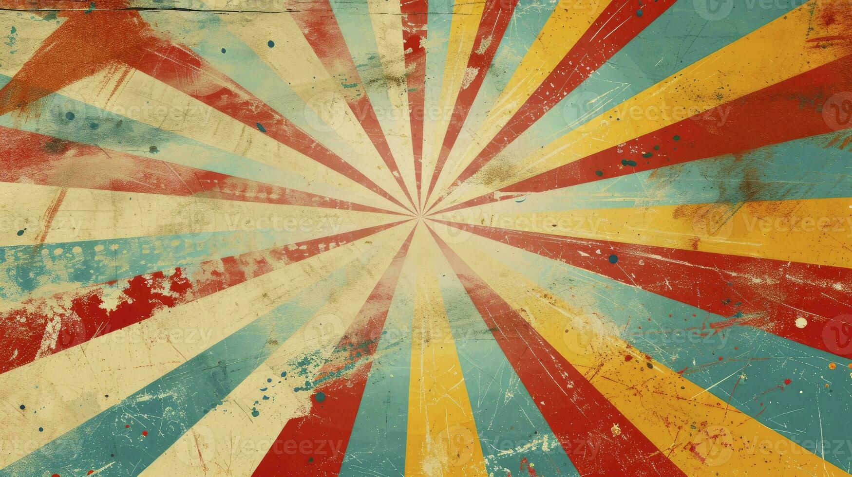 AI generated Colourful grunge retro burst. Vintage summer, circus and carnival background. photo