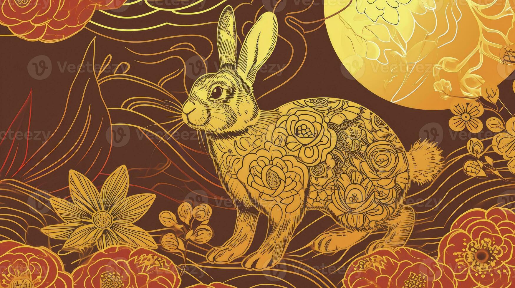 AI generated Chinese New Year 2024 year of the rabbit Chinese zodiac